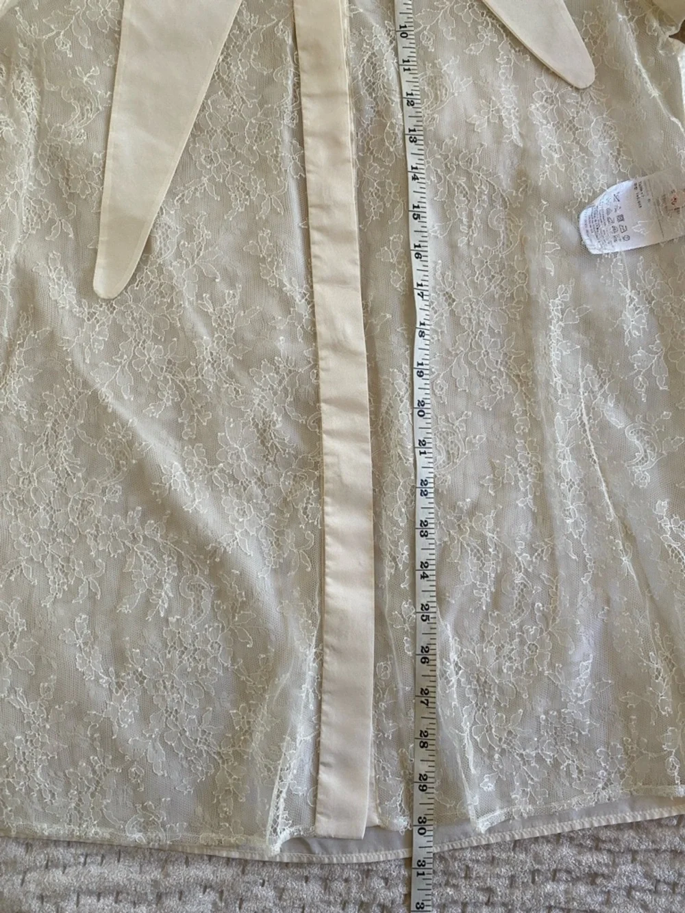 Valentino White Sheer Lace-Front Dress Shirt with Pointed Collar - Picture 8 of 10